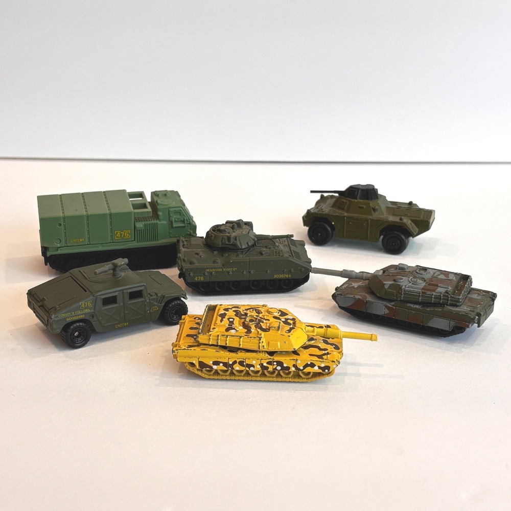 Vintage Matchbox Diecast Military Vehicle Lot Tanks Humvee Missile Launcher 6pc
